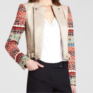 BCBGMaxAzria Brown Faux Suede Moto Jacket size XS